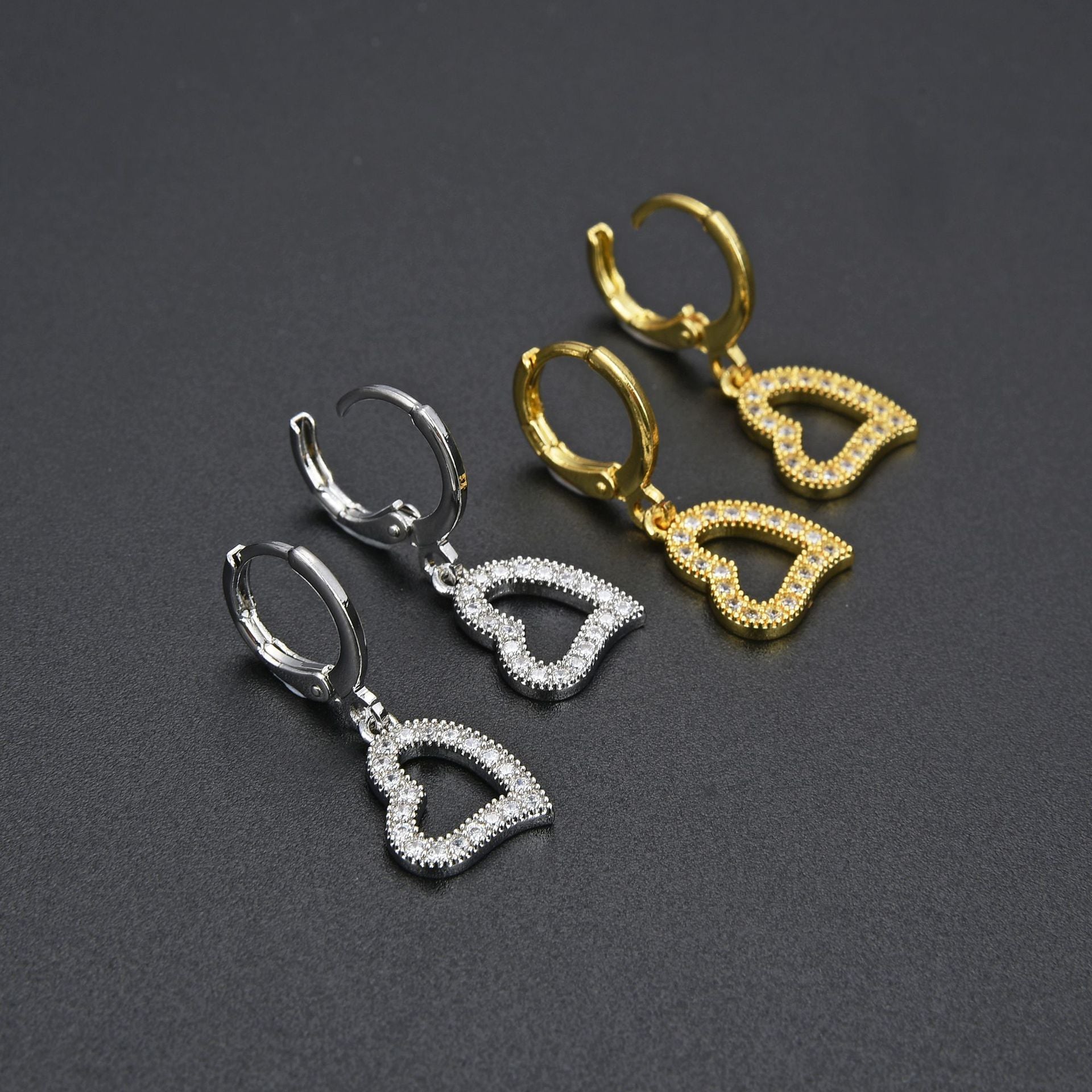 Wholesale Valentine's Day Diamond and Zircon Love Earrings
